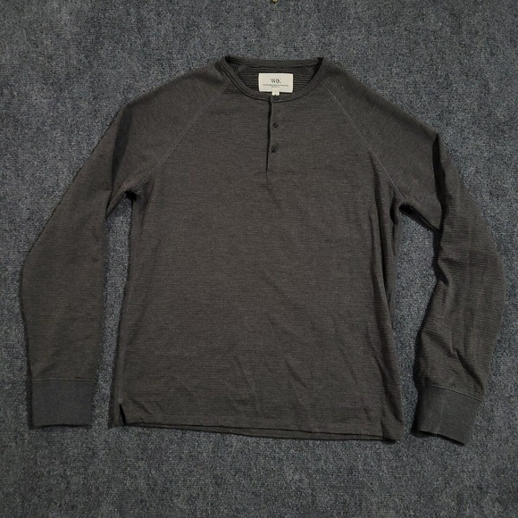 Wrk Henley Shirts Mens Medium Long Sleeve Polyester Rayon Spandex‎ Gray - Picture 1 of 10